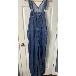 Dickies Bib Overalls Denim Carpenter Blue Jeans Farm Pants Mens 36X32 100%Cotton